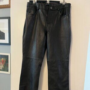 Moda International vintage leather black pants, straight leg, midrise -- size 10
